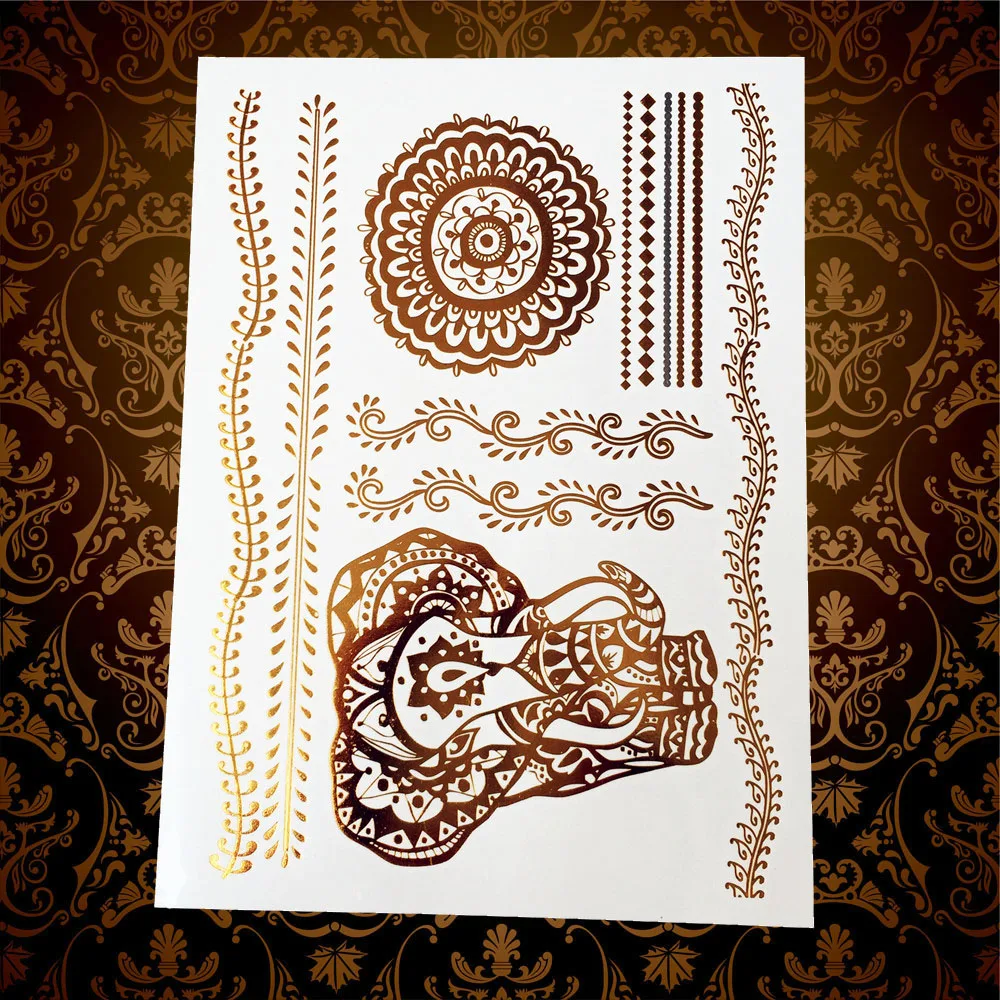 1 шт. горячая девушка сливы конструкции золото поддельные металлик татуировки