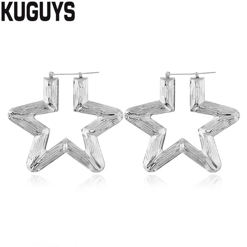 KUGUYS хип-хоп золотые бамбуковые обручи серьги для женщин круглые супер большие Серьги Pendientes модные Brincos модные ювелирные изделия Oorbelle