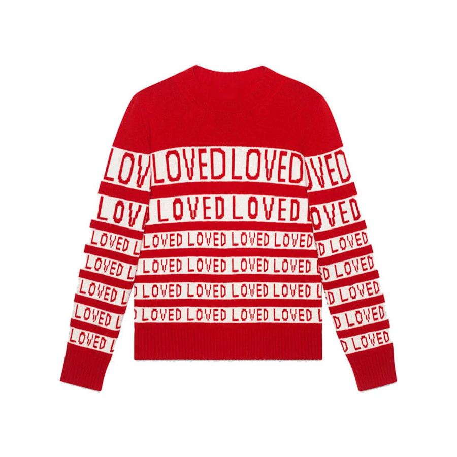 Unisex Man Sweaters Autumn Winter Thick Warm Letter Loved Sweater Women Casual Plus Size Rabbit Velvet Runway Pullovers | Женская одежда
