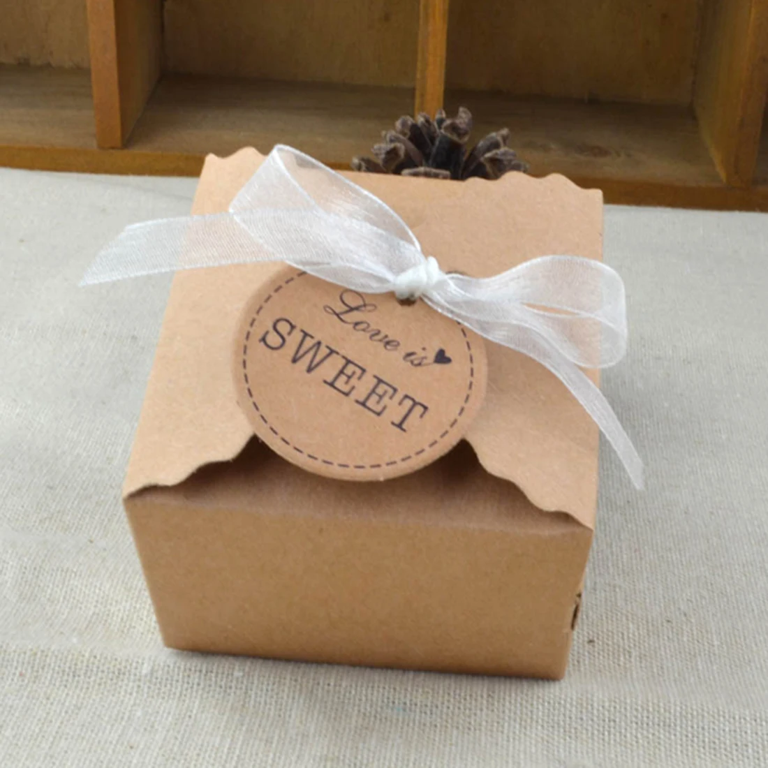 Подарочные пакеты крафт ретро Стиль квадратный Свадебные сахар Коробки подарки