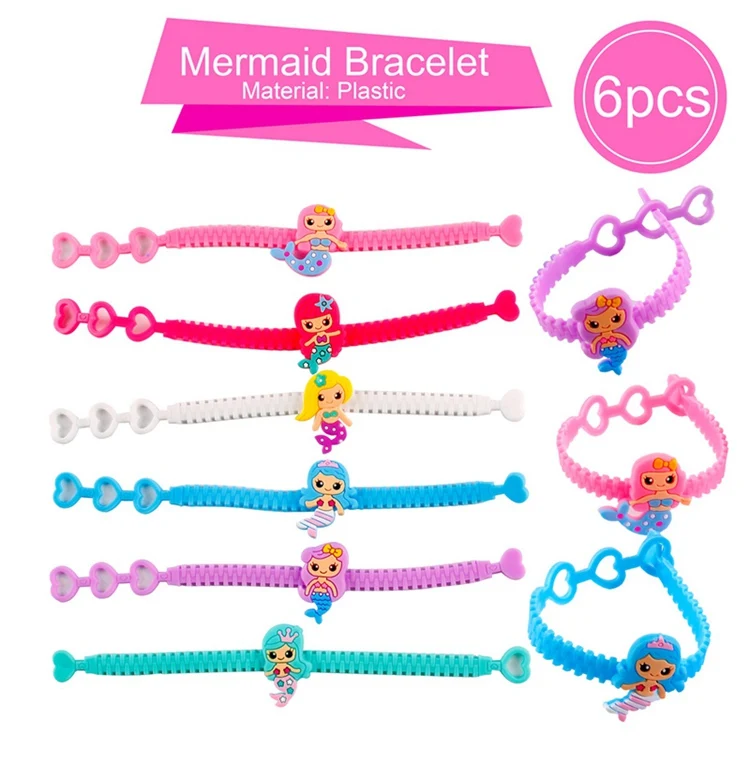 Mermaid Bracelet 6pc Вечерние принадлежности в стиле Русалочки, украшение в виде Русалочки для дня рождения, украшения для детей, украшения для дня рождения, свадьбы - Цвет: Mermaid Bracelet 6pc