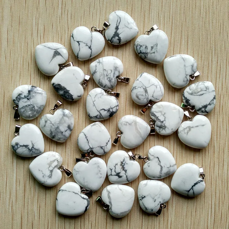 2018 модные подвески из натурального белого камня howlite в форме сердца для
