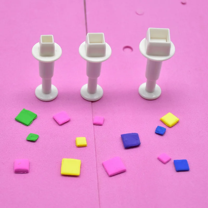 3 шт./компл. квадратный Кубик Фондант поршень формы резаки бритва для поделок из