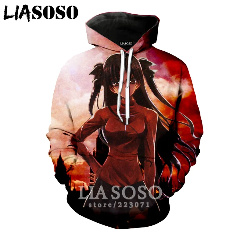 LIASOSO Зимний Новый Модный свитшот для мужчин и женщин с 3D принтом аниме Fate Stay Night