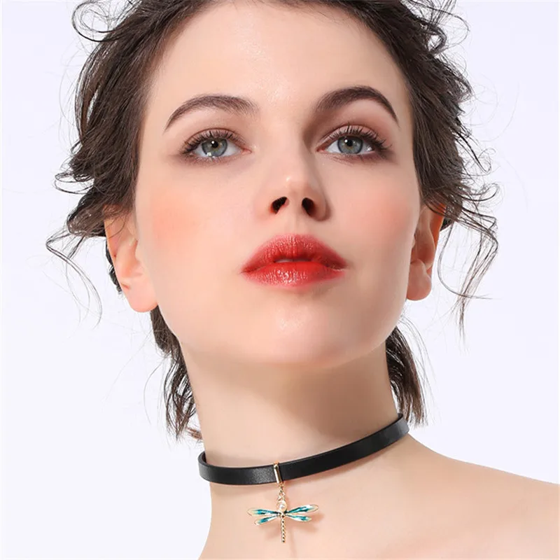 ENZE Модные женские ювелирные изделия новые кожаные короткие воротник цвет эмаль