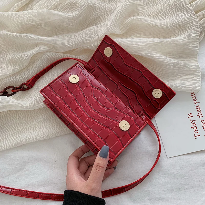 Stone Crossbody Bags Women's Small PU Leather Purses and Handbags New Ladies Shoulder Female Messenger Bag Flap Fashion