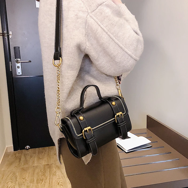 

2020 Women Bag Designer Retro Double Belts Handbags Shoulder Bag Crossbody Bags Ladies Messenger Bags New High Quality LC07