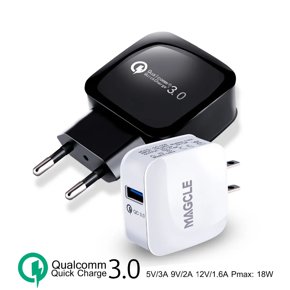 Быстрое зарядное устройство 3,0, MAGCLE быстрое настенное зарядное устройство QC3.0 QC2.0 USB адаптер 18 Вт портативное настенное зарядное устройство для Iphone X 8 samsung+ 2A кабель