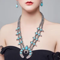 2018 fashion bohemian style women statement neck vintaged resins big moon real stone necklaces pendants boho ethnic jewelry