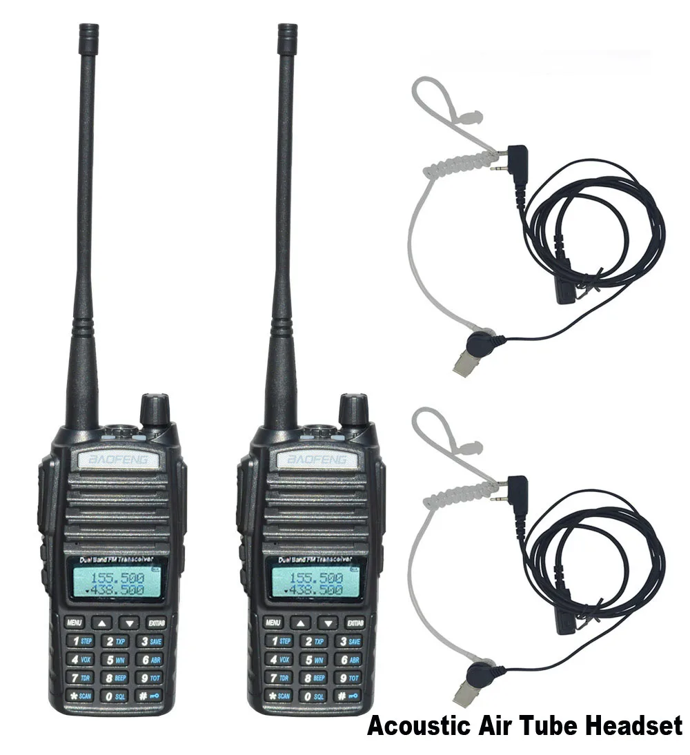 black add Kearphone 2 шт./компл. Портативный двух-передающая радиоустановка UV 82 Dual PTT радио BaoFeng UV-82 двухдиапазонный двухстороннее радио приемопередатчик+ 771 антенна - Цвет: black add Kearphone
