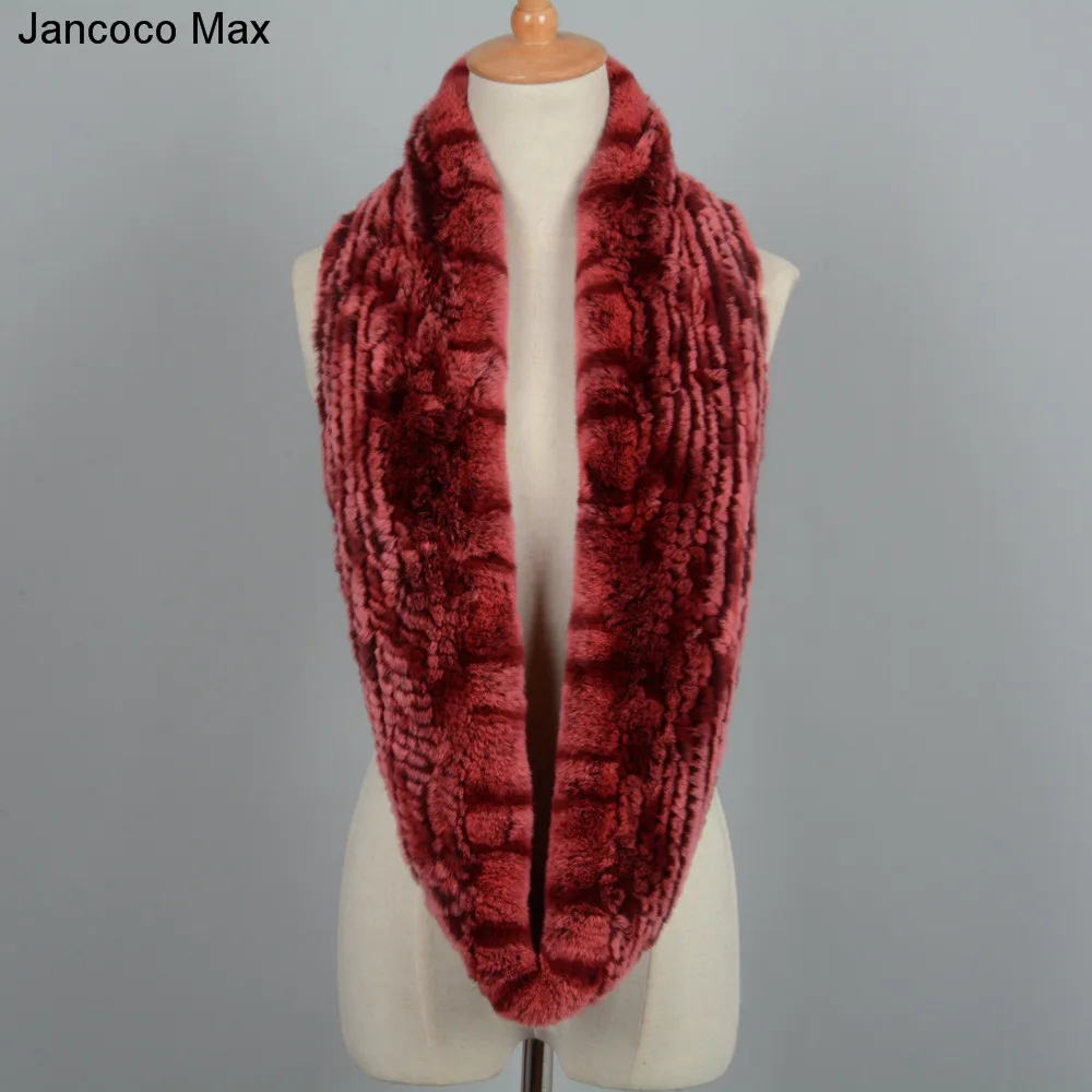 Jancoco Max Настоящий мех кролика длинные шарфы Высококачественная зимняя теплая шаль шейный платок S7097