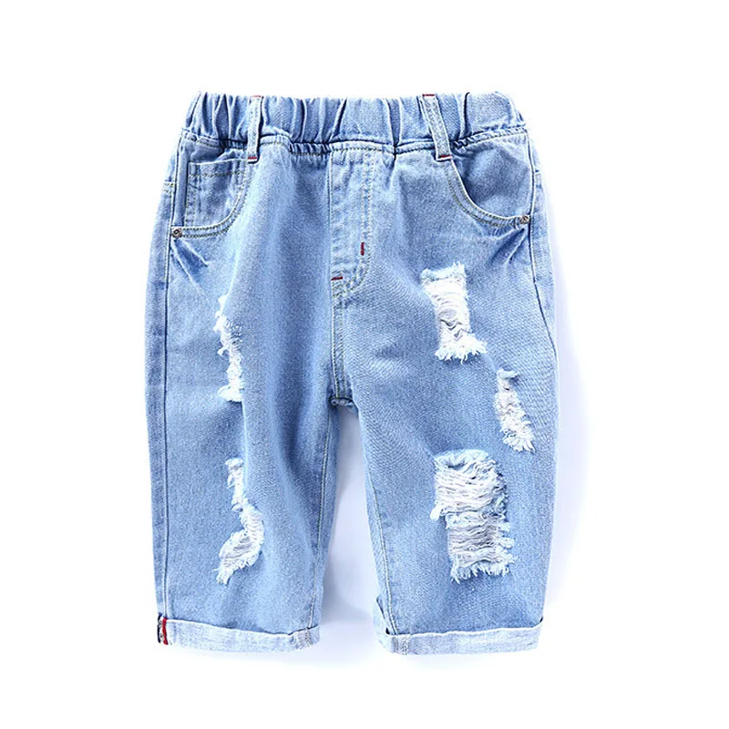 Рваные джинсы для мальчиков-подростков джинсовые штаны с дырками больших