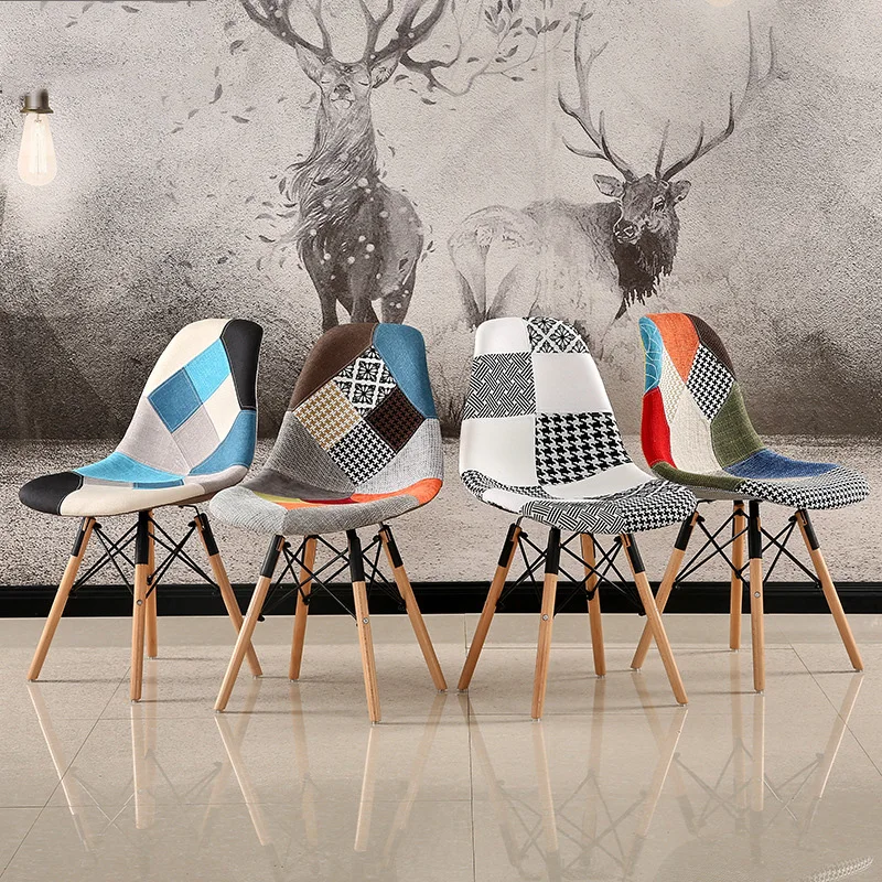 1 шт. стул для отдыха в гостиной с деревянными ножками Лоскутная Ткань мягкий