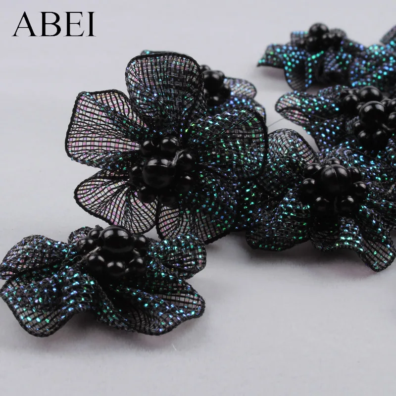 15pcs 3cm Black Mesh Bead Flower Head DIY Scrapbook Card Decoration Handmade Wedding party Dress Crafts | Дом и сад