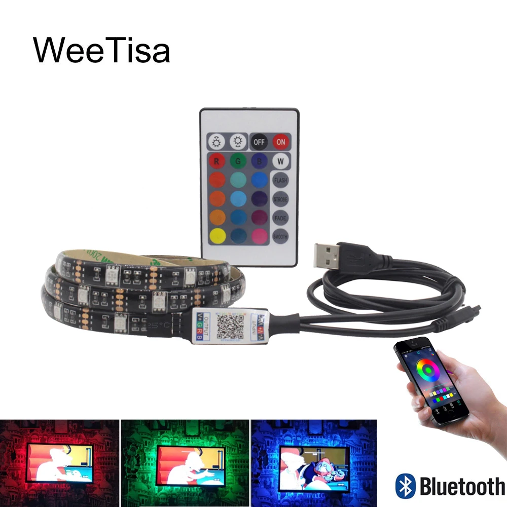 USB Светодиодные ленты Bluetooth SMD 5050 5V RGB Водонепроницаемый ТВ светильник Тира