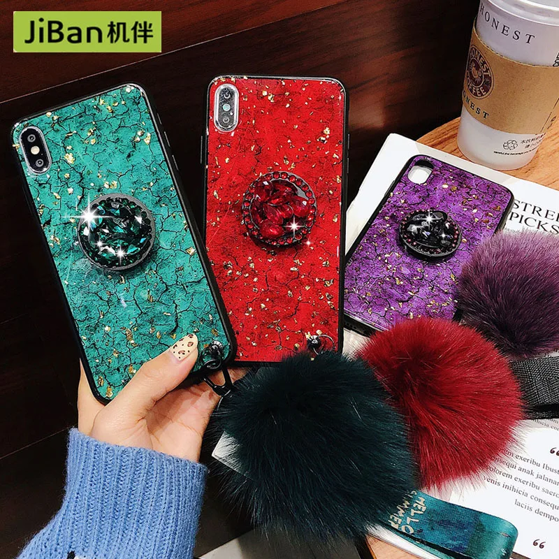 JiBan трещины мобильный телефон чехол для iPhone 6 6s 7 8 плюс X XR MAX кронштейн волосы мяч