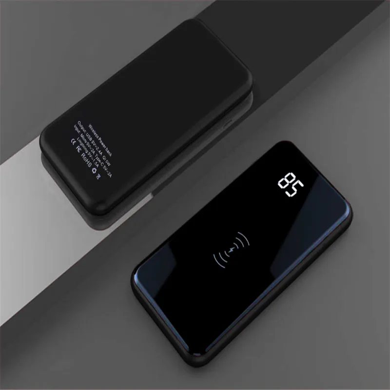 Новинка 30000 мАч QI Беспроводное зарядное устройство банк питания для xiaomi iPhone X samsung банк питания 2 USB зарядное устройство беспроводной внешний аккумулятор