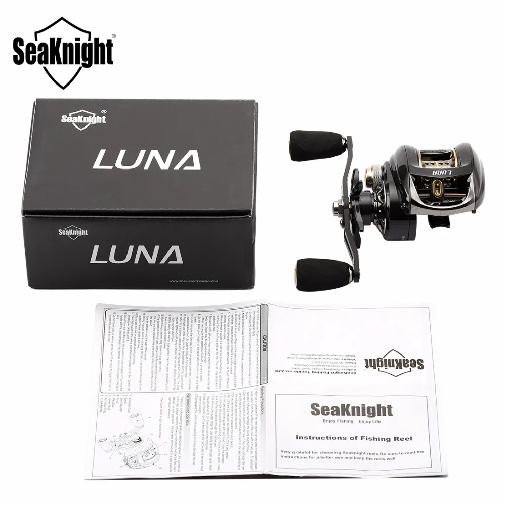 SeaKnight Luna Baitcasting Рыбалка катушка 12BB 5.0 кг 7.6: 1 высокая Скорость отношение супер свет литья Катушка C60 углерода Волокно fishng колеса