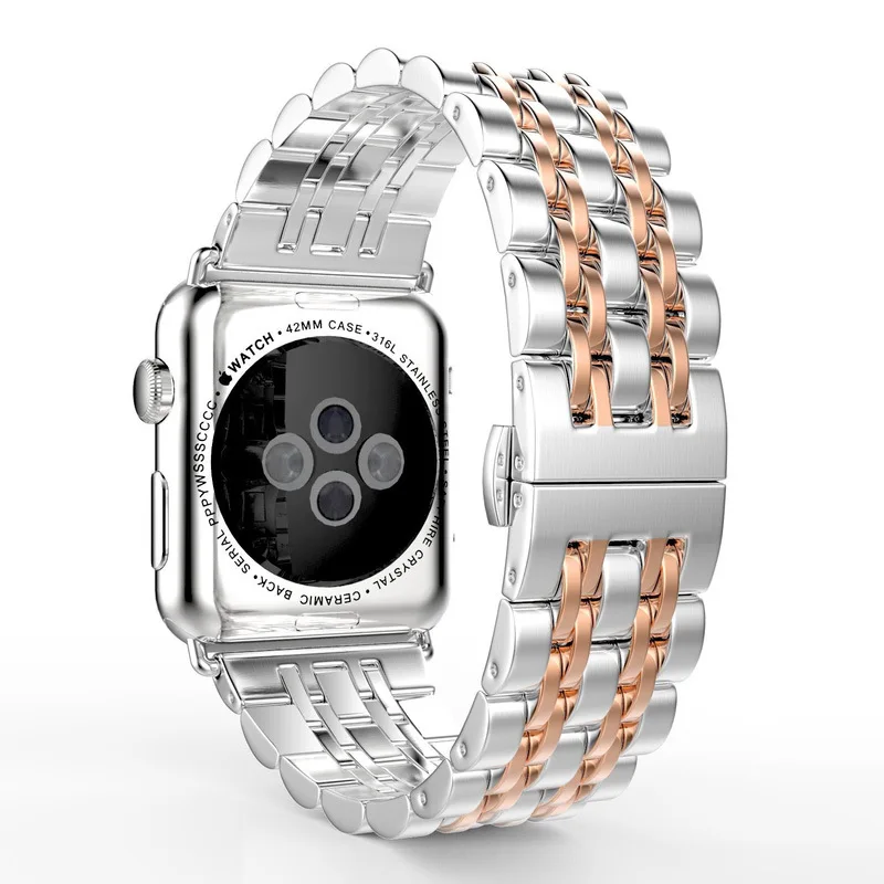 Laforuta бабочка кнопка из нержавеющей стали ремешок для Apple Watch 38 мм 40 мм 42 мм 44 мм сменный Браслет для iWatch1 2 3 4