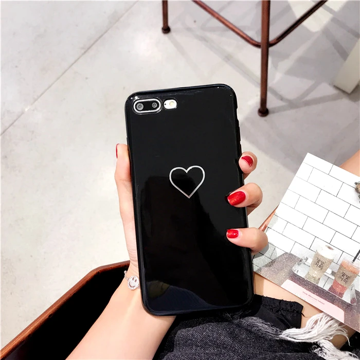 Lovely Heart Painted Phone Case For iphone 6 7 8 Fashion Couples Back Soft TPU Cover Cases 6s Plus |