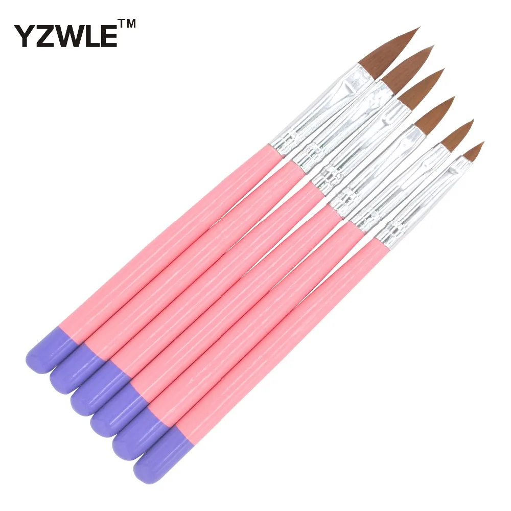 

6Pcs/Pack Nail Brush Set UV Gel Acrylic Pupple Nail Brush Pen For Nail Art, Manicure Pedicure Tool 30