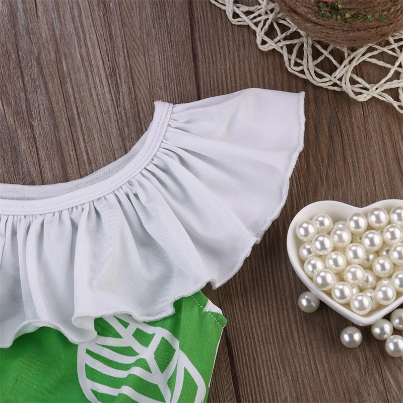 2017 детское бикини с открытыми плечами и листьями лотоса для девочек купальный