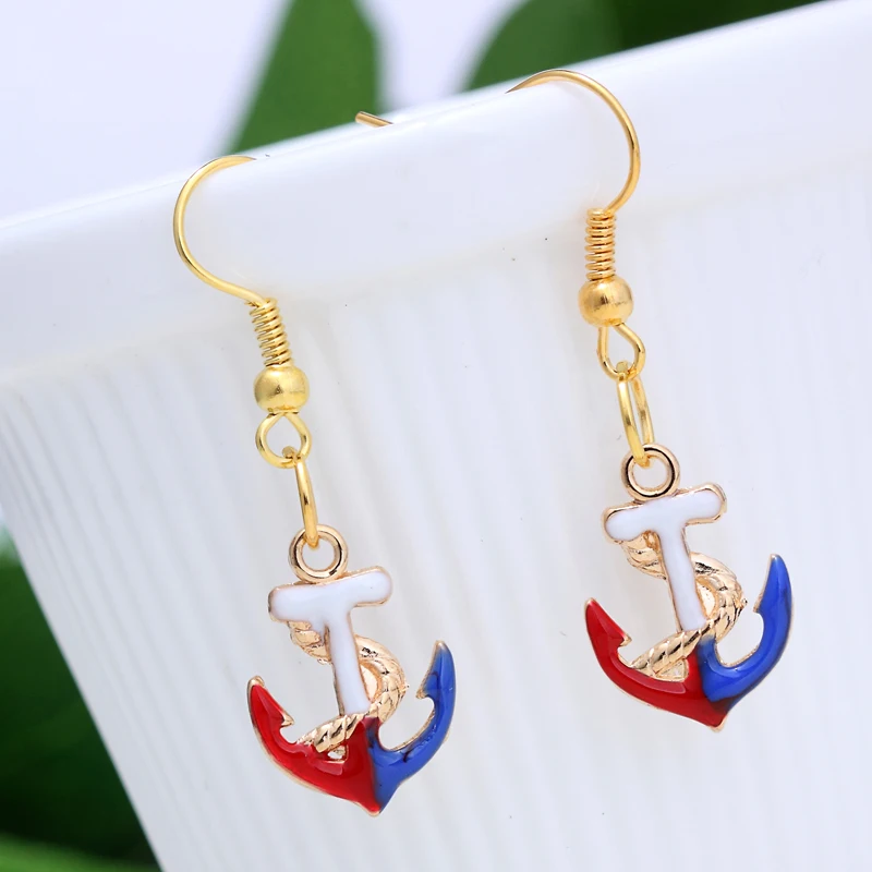 XIAOJINGLING New Fashion Earrings Enamel Anchor Charms Drop Christmas For Women Jewelry Gift | Украшения и аксессуары