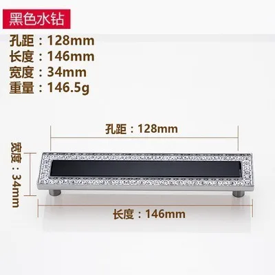 Черные Хрустальные Ручки для шкафа роскошные ручки ящика/квадратная стеклянная