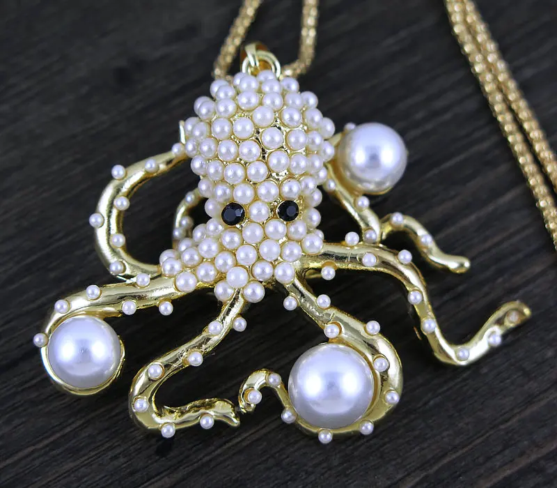 Осьминог свитер с бисером ожерелье ювелирных изделий кристалла для женщин