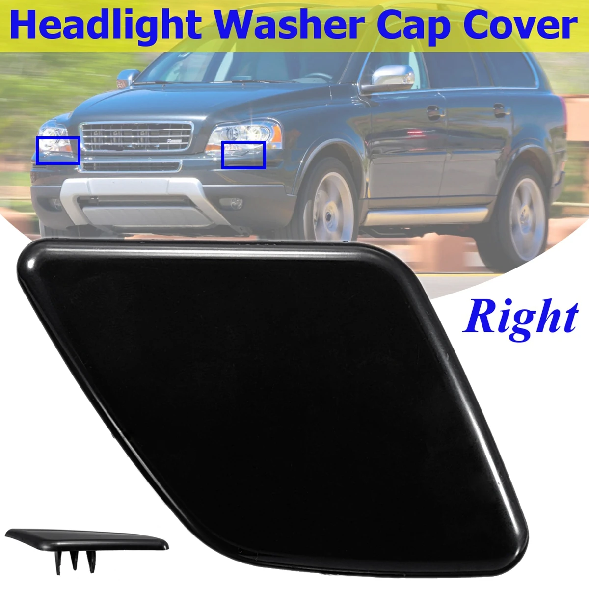 Right Side 1 Pair L R Front Bumper Headlight Washer Nozzle Cover Cap Unpainted For Volvo XC90 2007 2008 2009 2010- 39875254 39875253 - Color: Right Side