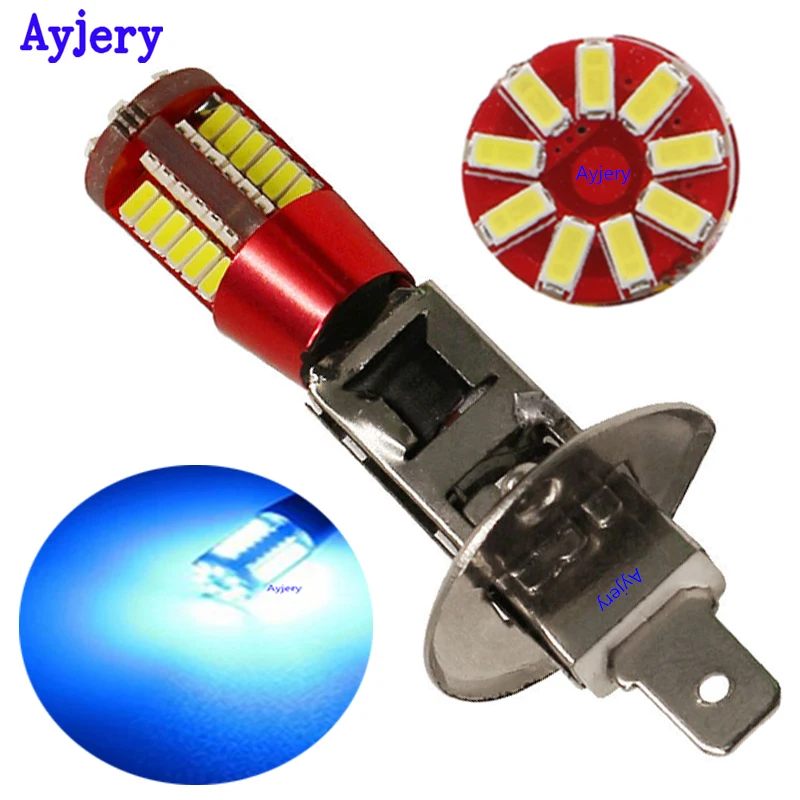 

AYJERY 2pcs H3 Super Bright White 57 led 3014 smd Bulb Car Fog Lamp Light Daytime Running Auto Source parking Light 12V