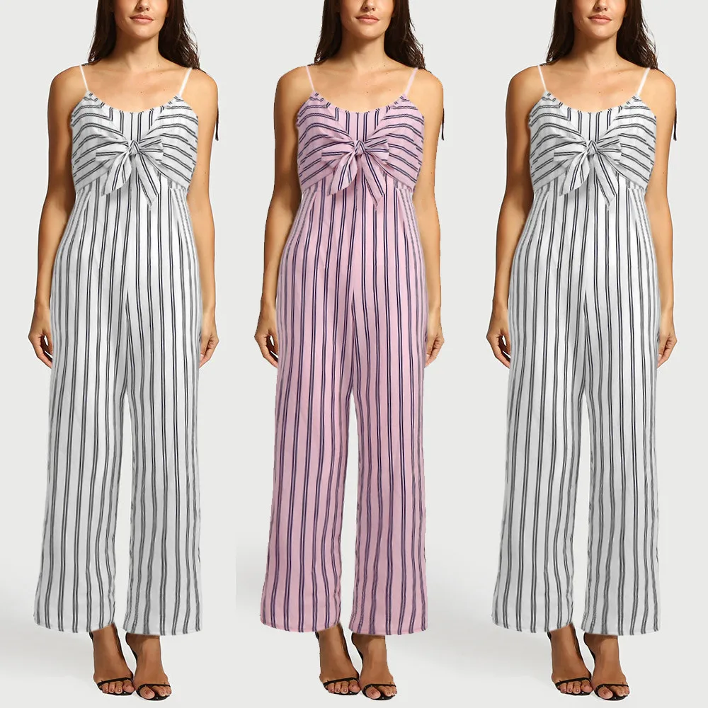 Летние облегающие полосатые комбинезоны с открытой спиной женские сексуальные