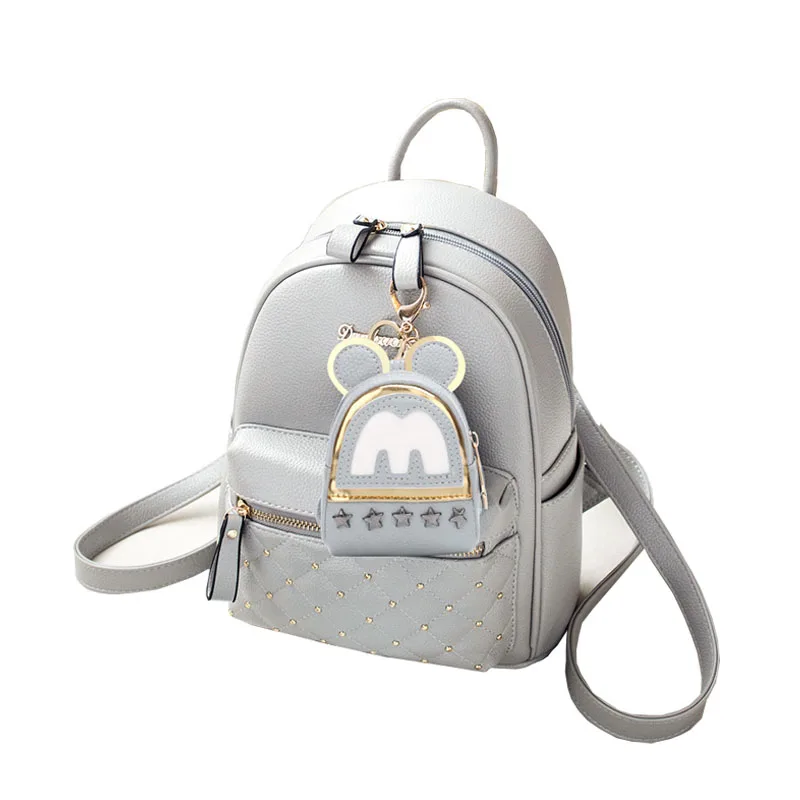 Девушка Рюкзак Путешествия 2018 Европа и США Новые однотонные с заклепками pu