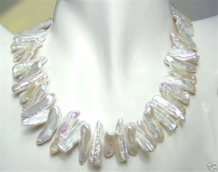 

A+++ Rare and abnormal shape and white pearl necklace 18''