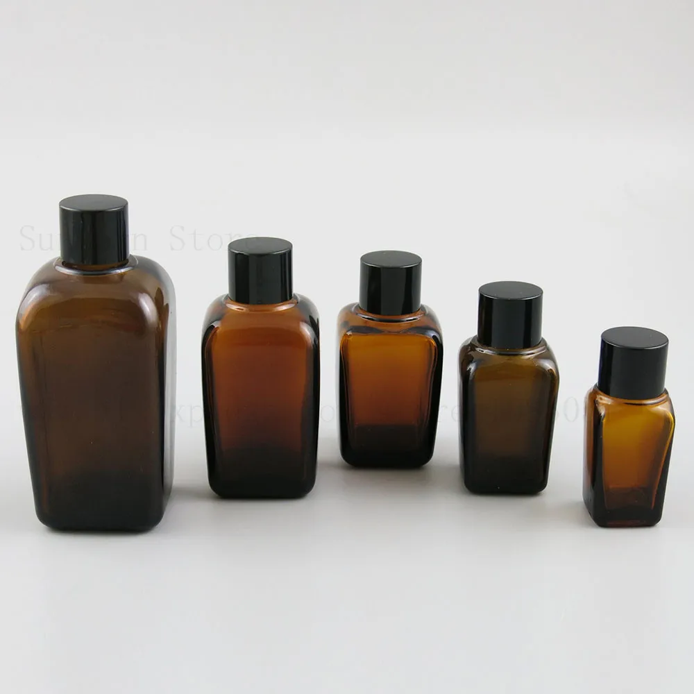 10/25/35/ 50/100 ml 1 oz квадратный янтарного цвета Стекло многоразовая бутылка жидкость