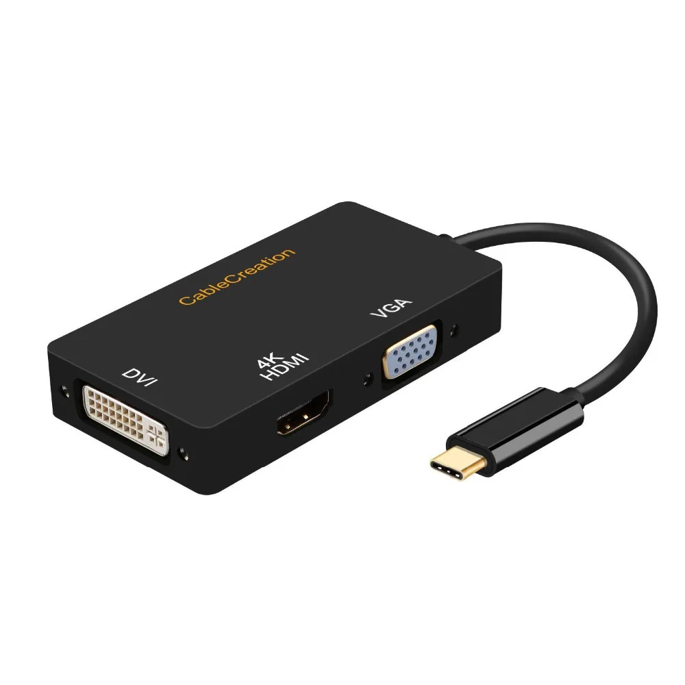 USB C к DVI/HDMI/VGA кабель 3 в 1 папа DVI + HDMI 4K VGA Женский адаптер совместимый MacBook(Pro) iPad