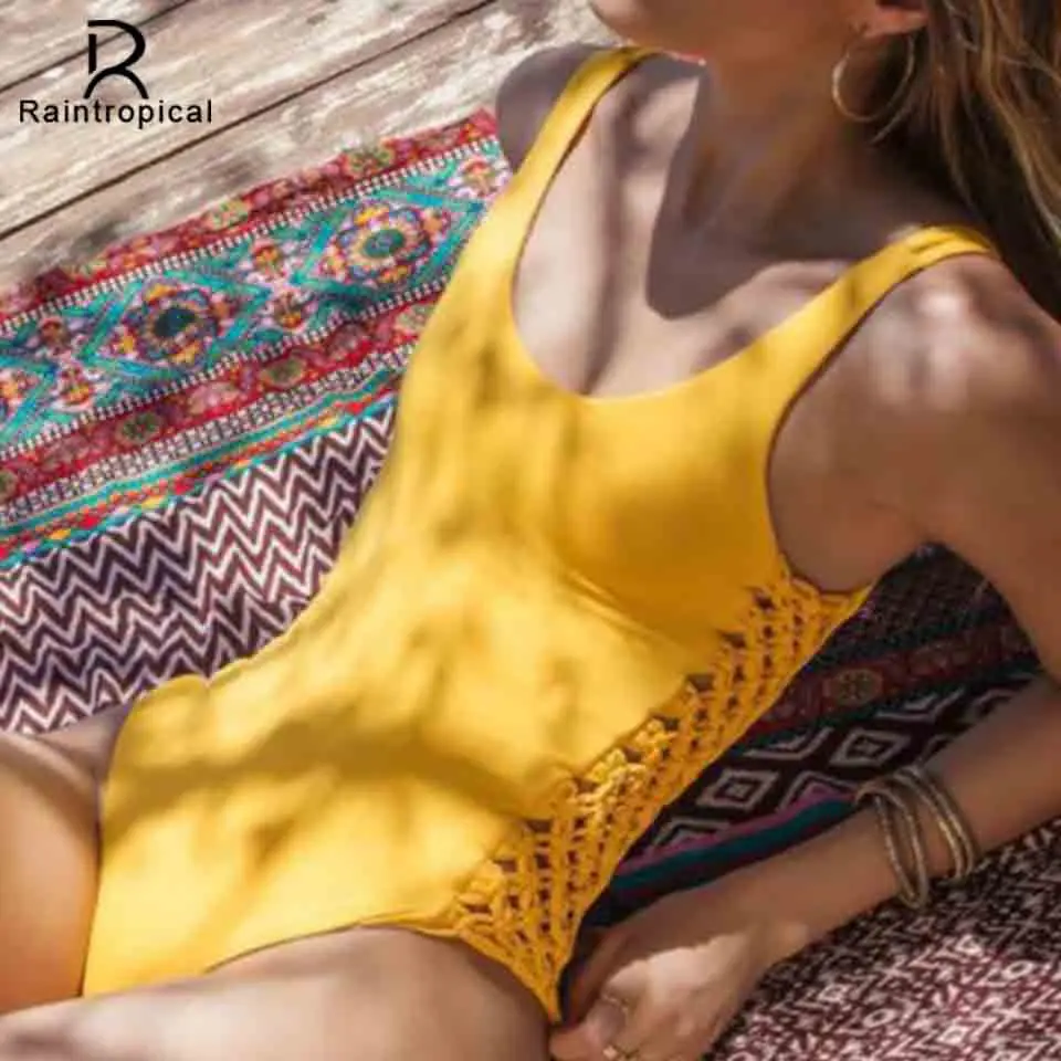 Raintropical 2019 Новый сексуальный цельный купальник сплошной Женский бандажный боди с
