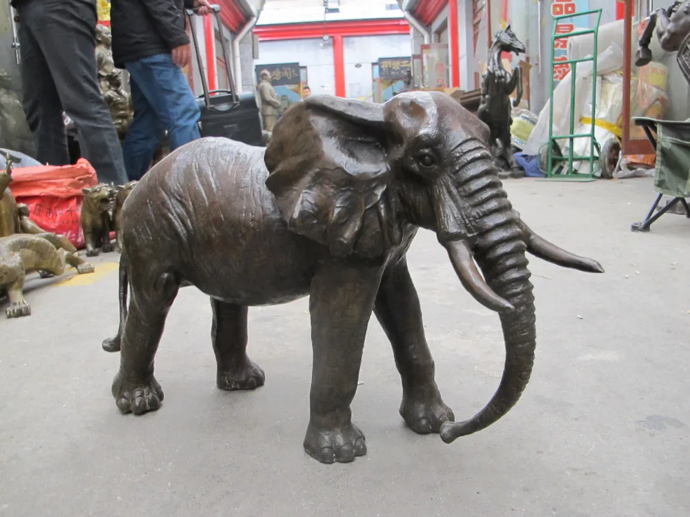 MISS sta.01966 18&quotChinese Art Bronze sculpture African elephant King of forest mammal Statue |