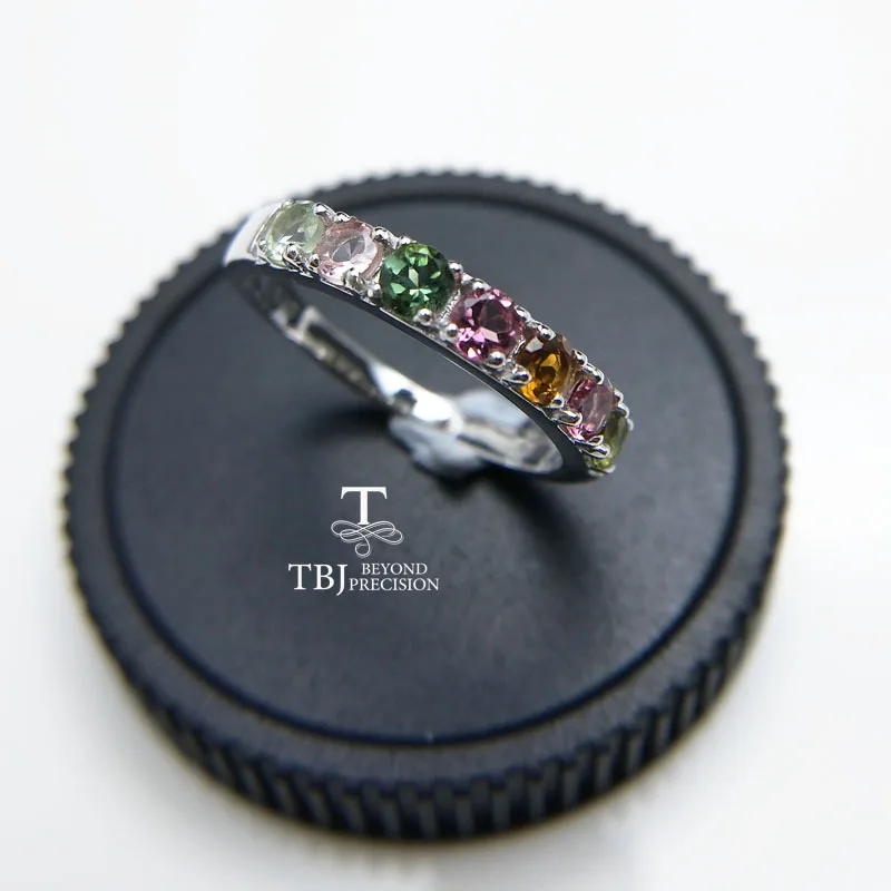 TBJ простой и элегантный натуральный Необычные Цвет кольцо с турмалином в 925