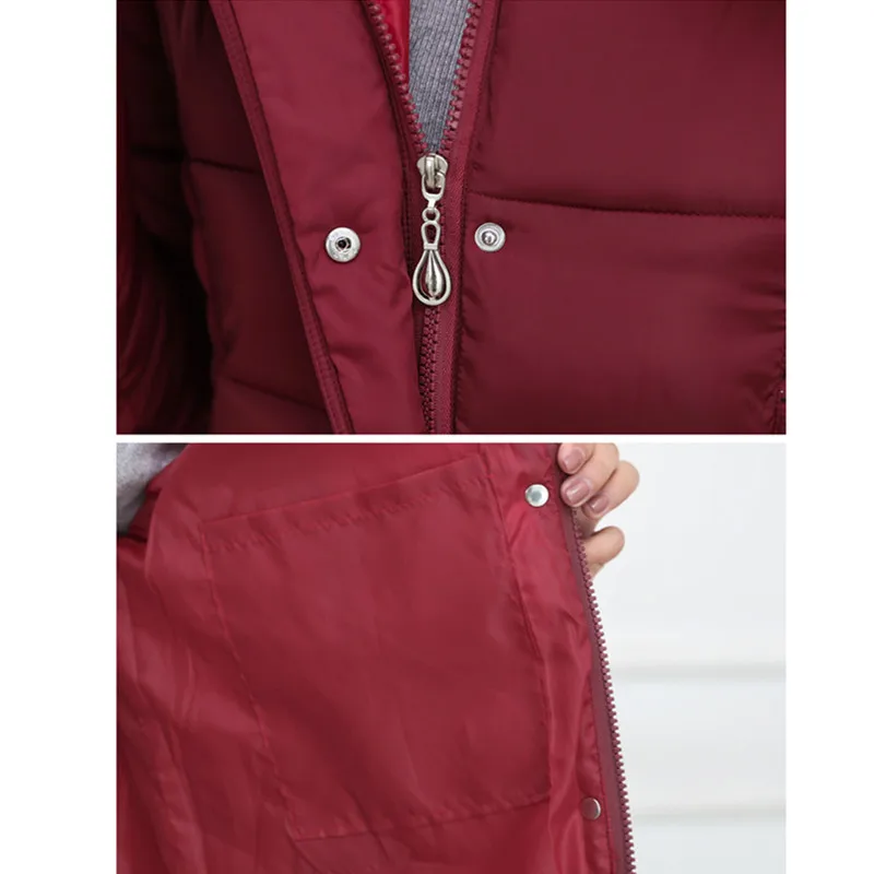 

Winter Parka Women Hooded Jacket Long Coat Warm Thick Loose Mother Cotton Overcoat Large Size Casual Jacket Black Navy blue 6XL