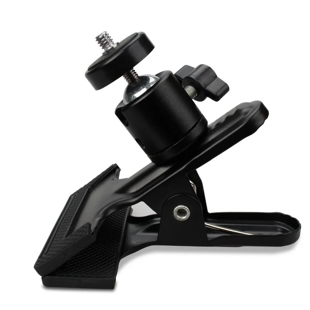 

Tripod Camera Clip Clamp Flash Holder Mount w/ 360 Swivel Photography Ball-Head