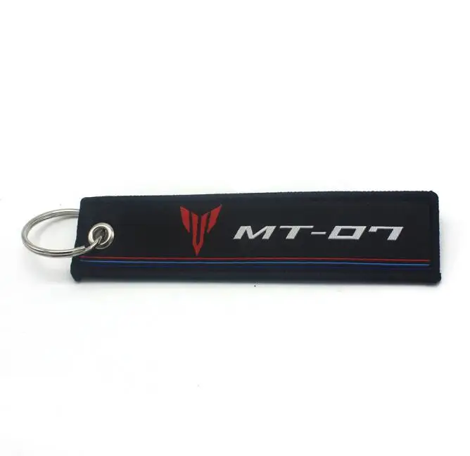 Для Yamaha MT-09 MT-07 MT-03 MT-01 MT-25 MT-125 MT-10 брелок в виде мотоцикла тканые бирка кольца для ключей этикетка цепи черный Автомобильный брелок для ключей - Цвет: MT-07