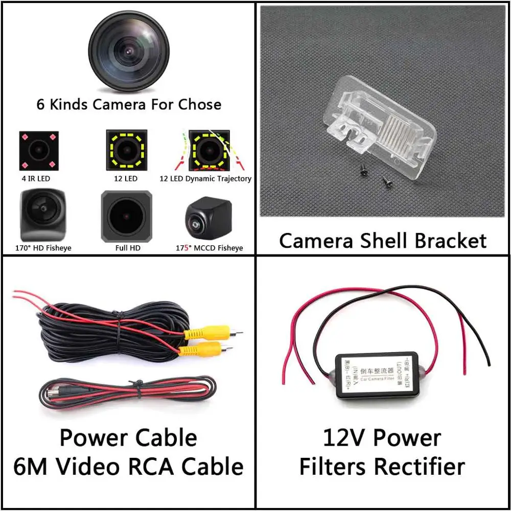Camera with Filters 175 градусов рыбий глаз MCCD 12LED HD Автомобильная камера заднего вида для Mercedes Benz MB B класс W246 B180 B200 B220 B250 R350 R500 ML350 W203 - Название цвета: Camera with Filters