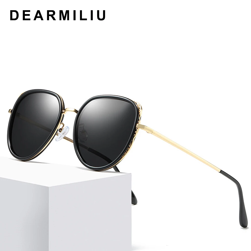 Солнцезащитные очки DEARMILIU поляризационные женские, в стиле ретро, в круглой оправе из сплава, с зеркальными линзами, UV400