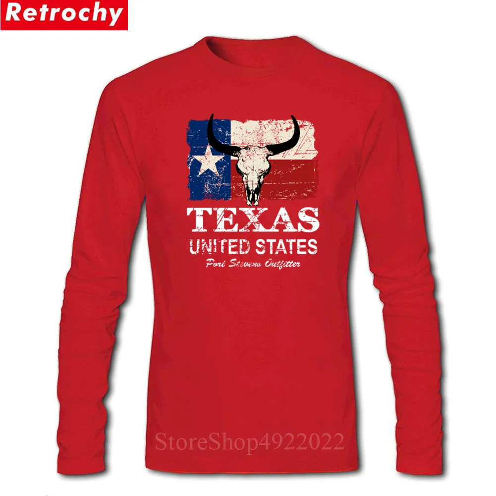 Мода Американский Техас бык футболка Ретро-Флаг США дизайн для мужчин Футболки с