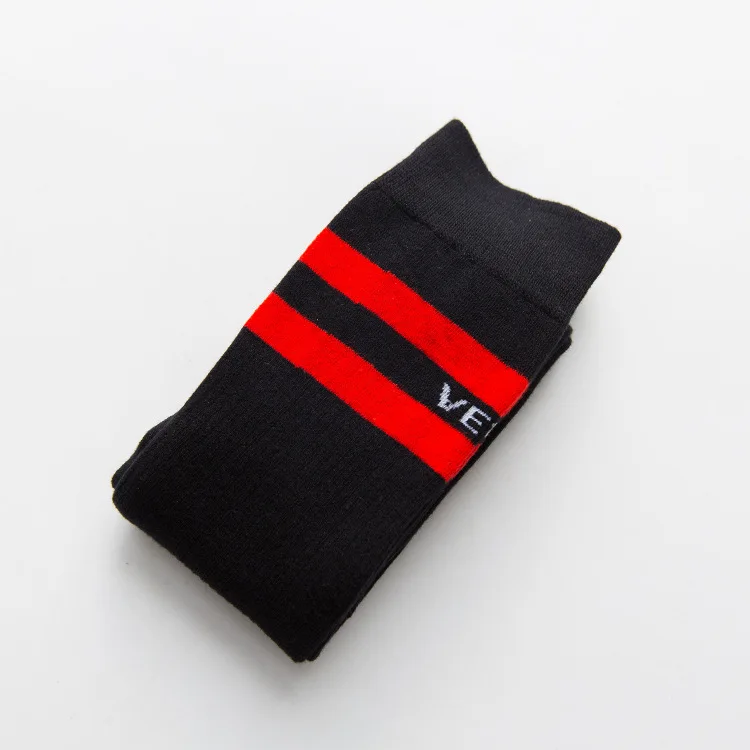 Red striped Гольфы, спортивные носки, женские, Осень-зима, хлопок, длинные носки, высокая эластичность, полосатые носки для девочек - Цвет: Red striped