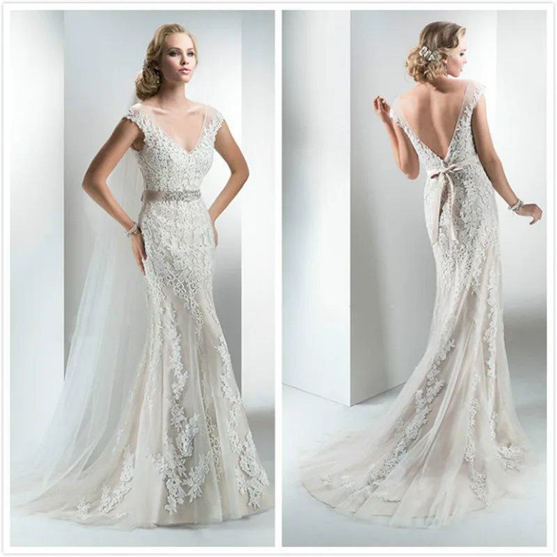 2017 Elegant Appliques V Neck Beading Long Mermaid Court Train Trouwjurk Vestido De Novia Boho Wedding Dresses Alibaba China | Свадьбы и