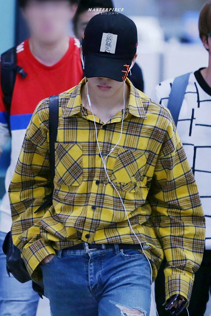 Men Shirt Kpop Plaid Cusual Shirts Autumn Jimin Same Styel camisas hombre masculina manga larga | Мужская одежда