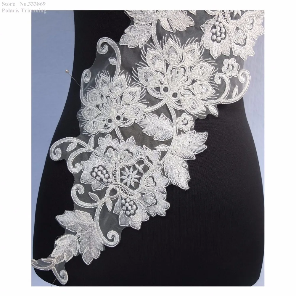 Бесплатная доставка 1 шт. аппликация кружевная отделка из цветов слоновой