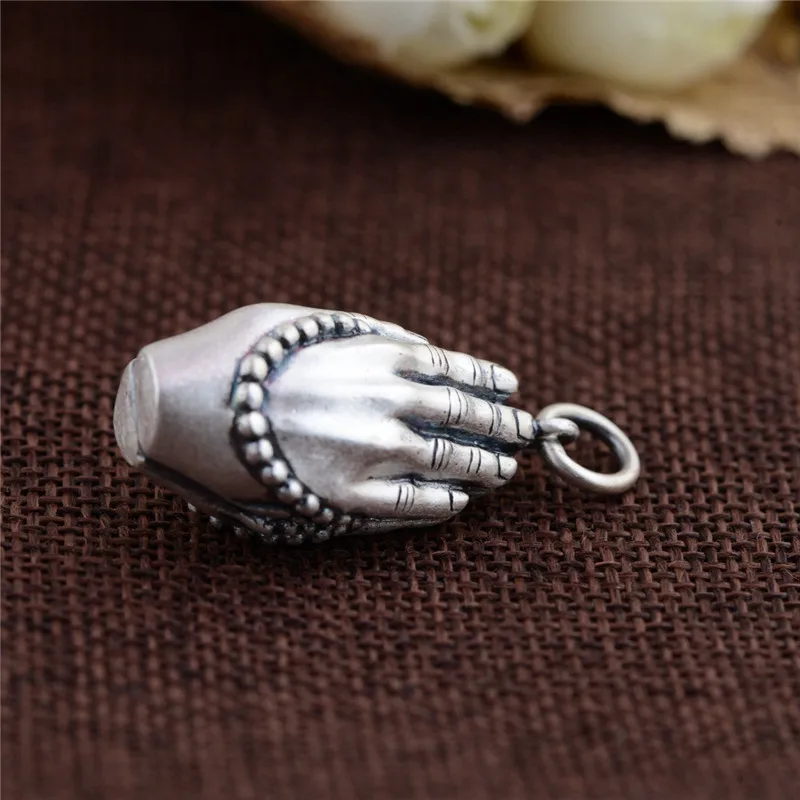 BESTLYBUY подлинное серебро 925 пробы подвеска Будды двойная рука 100% чистый S925 твердые